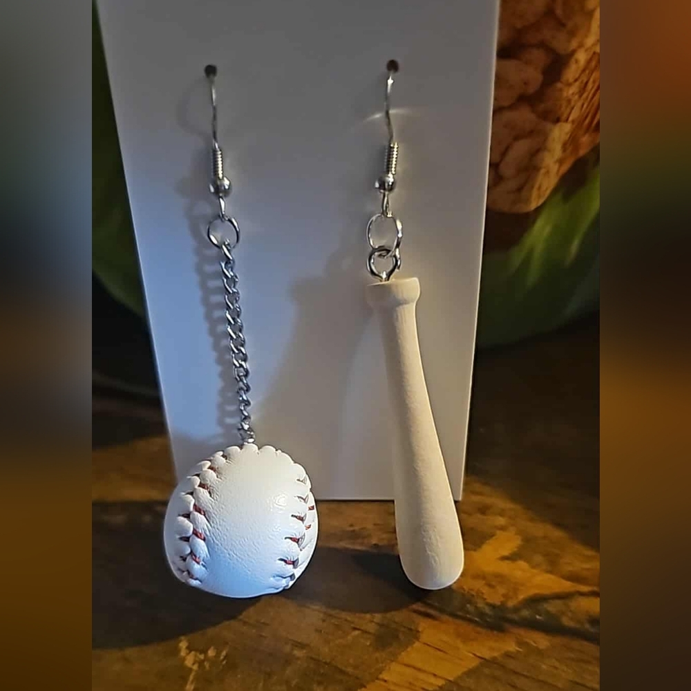 Baseball and Bat Earrings